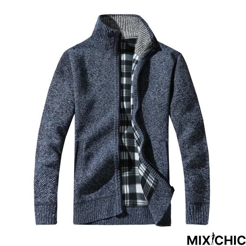 Men's Sweaters Autumn Winter Warm Thick Velvet Sweater Jackets Cardigan Coats Male Clothing Casual Knitwear