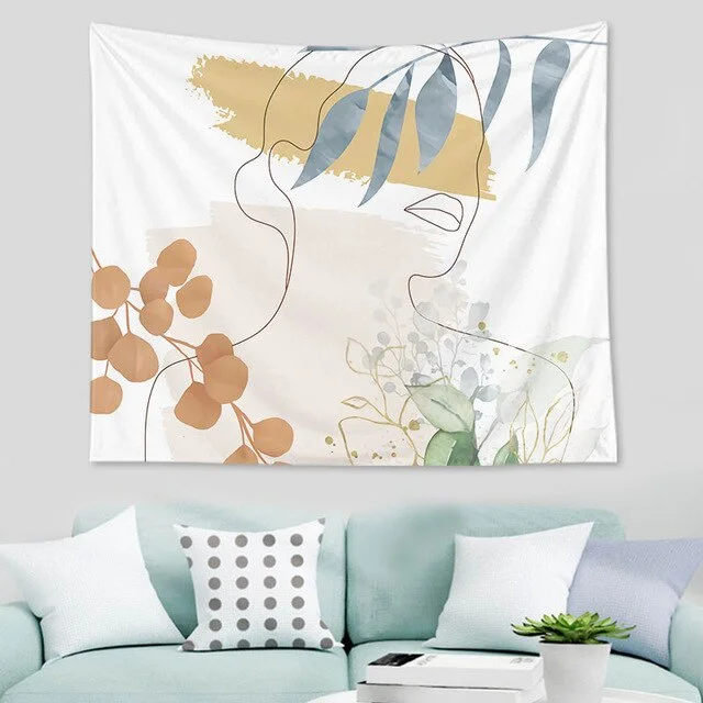 Abstract nordic Geometric Tapestry Tropic Modern Art Brown Wall Hanging ins Tapestry Decorative Tapestry For Home Decoration