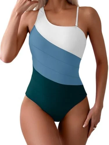 One Shoulder Tummy Control One Piece Swimsuit
