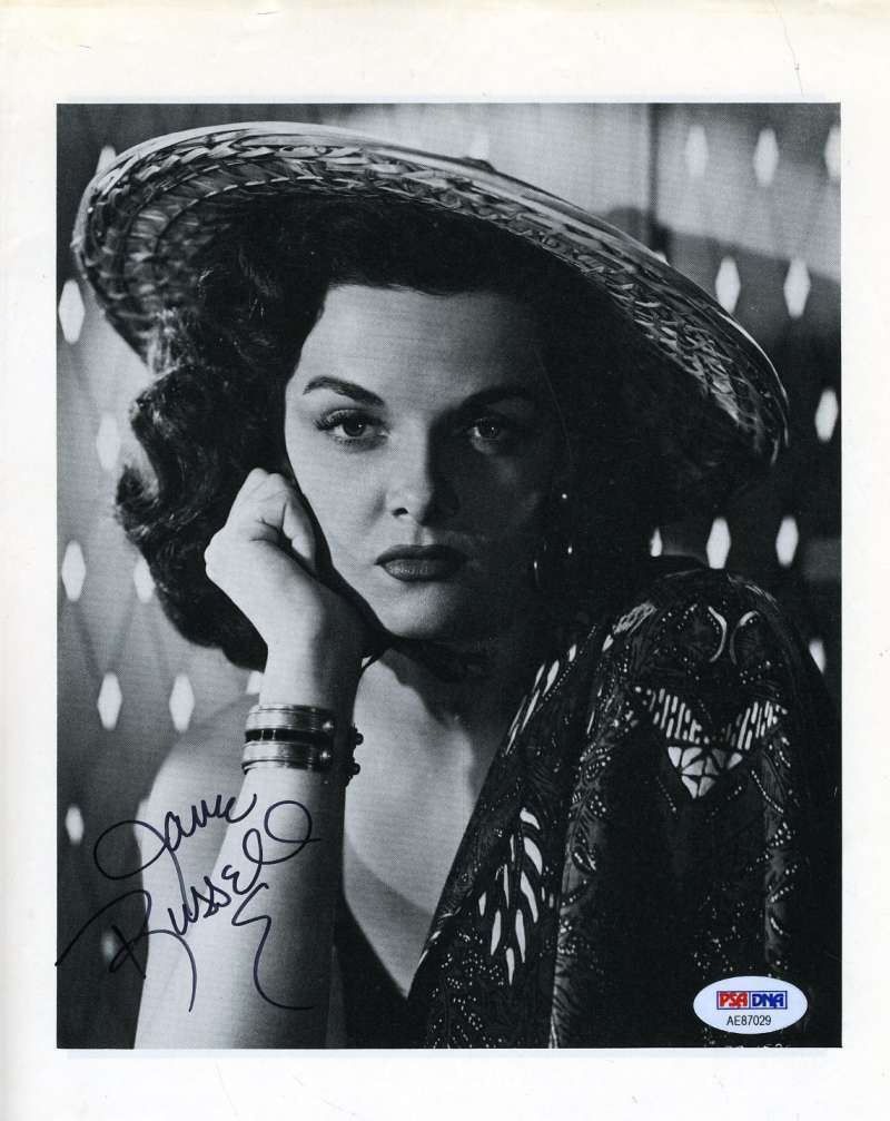 Jane Russell Psa Dna Coa Autograph 8x10 Photo Poster painting Hand Signed