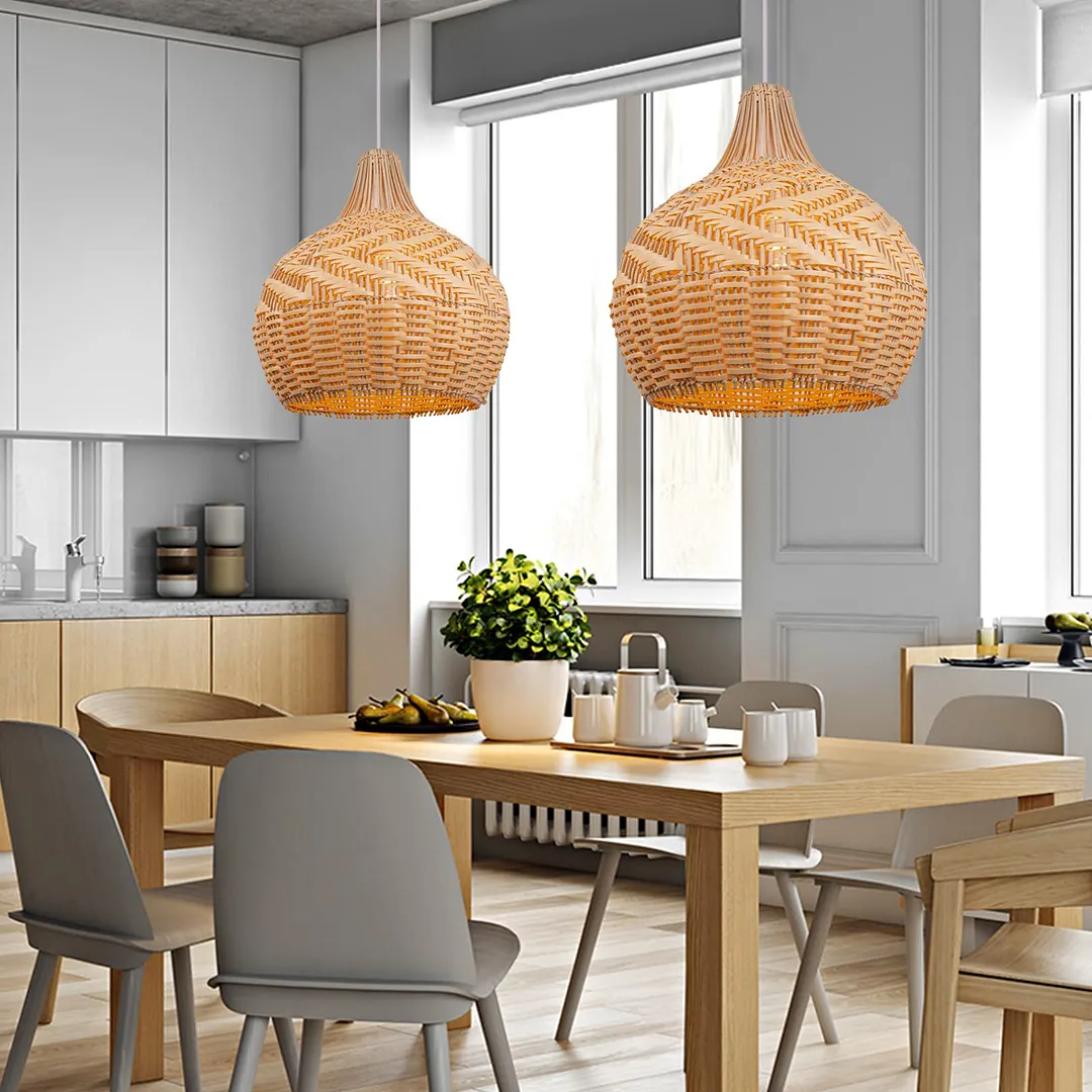 Arturest Handmade Rustic Wicker Rattan Lampshade Pendant Light For Bedroom