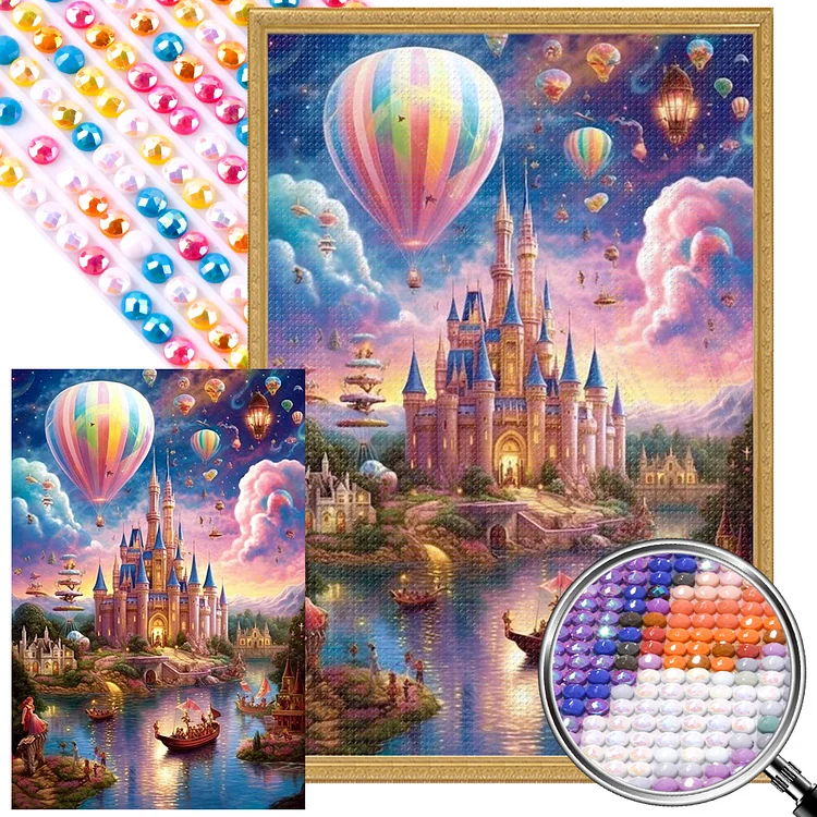 Castle By The Lake At Dusk 40*60CM (Canvas) Full AB Round Drill Diamond Painting gbfke