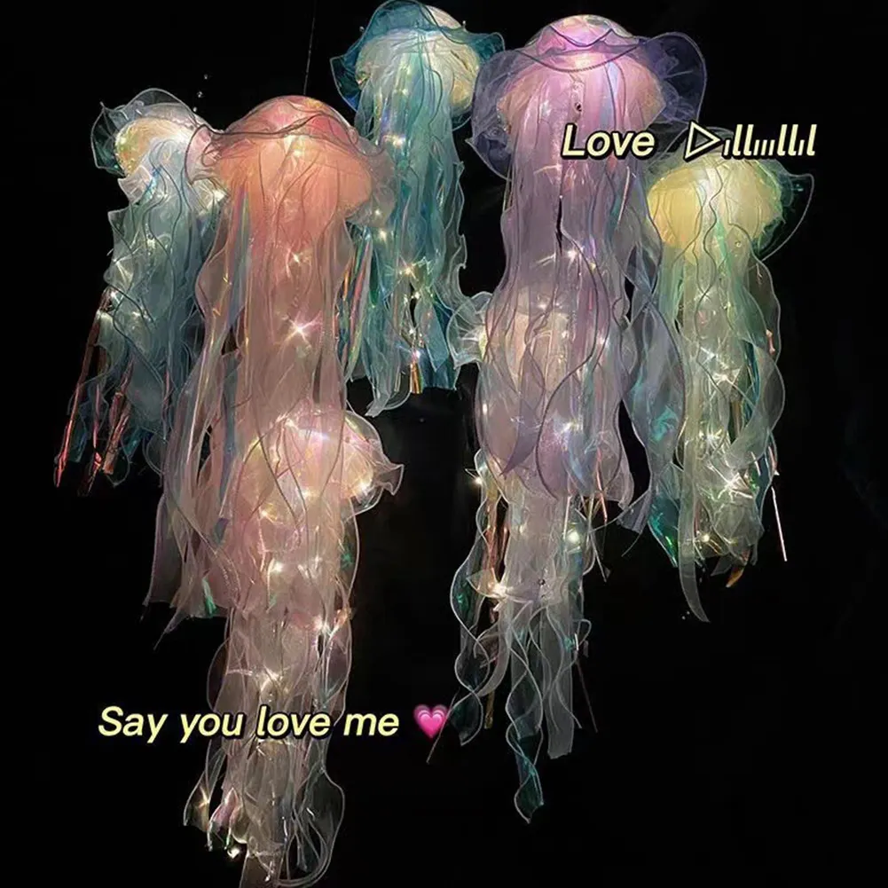 Tegooe DIY Jellyfish Lantern Kit - Colorful LED Night Light for Mermaid Theme Decor