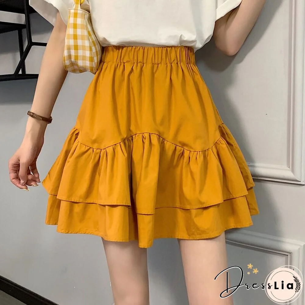 Fashion Ruffles Patchwork Woman Skirts Summer Sexy High Waist Elastic A-line Mini Skirts Korean Preppy Style Dance Skirt New