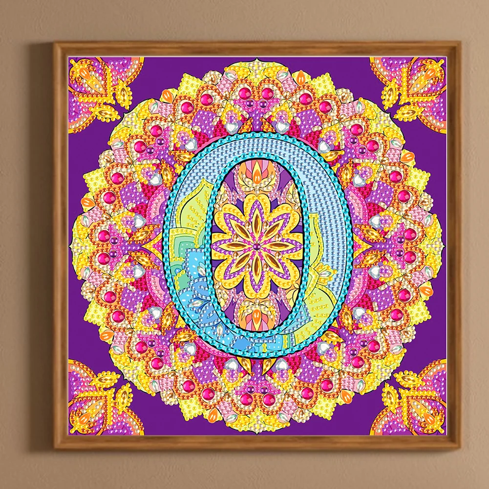 Special Shape Diamond Painting 30*30cm - O Letter Mandala