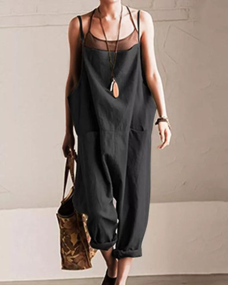 Wide Leg Jumpsuit with Loose Straps