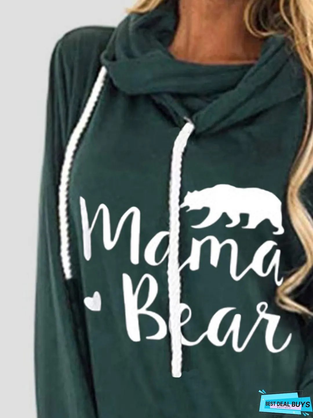 Drawstring Letter Graphic Long Sleeve Hoodie