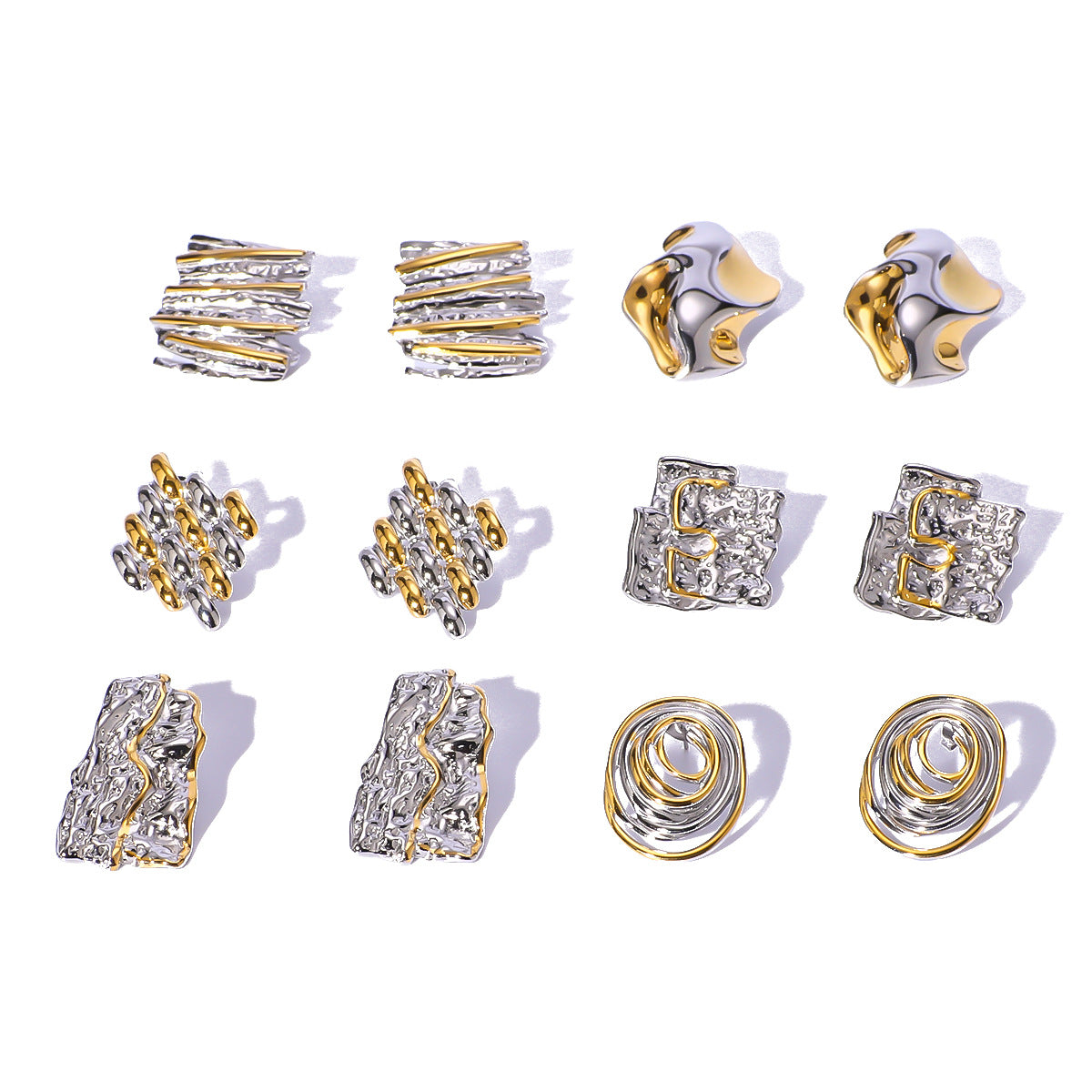 IG Style Irregular Geometric Stainless Steel Electroplating Earrings