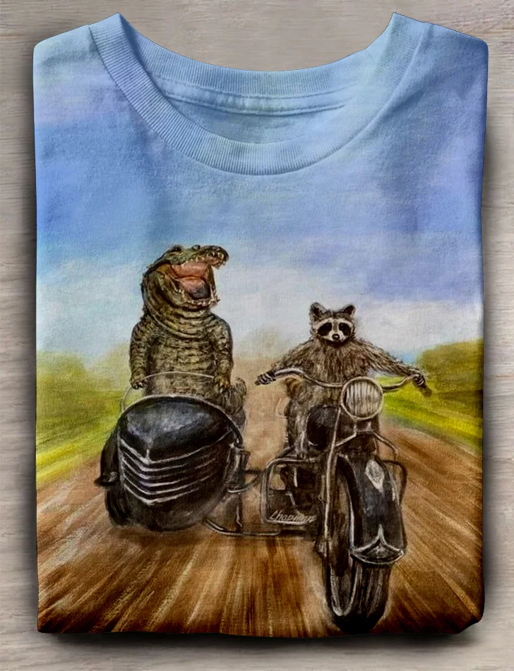 Eagerlys  Raccoon Riding A Bike T-shirt Eagerlys