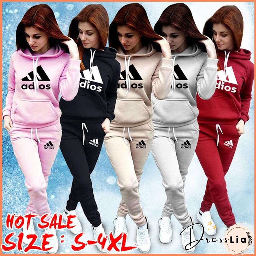 Hot Autumn Winter Fashion Womens Hoodie + Sweatpants 2-Piece Sweat Suits Tracksuits Hooded Jogging Sports Suits Baseball Uniforms Track Suits Jogger