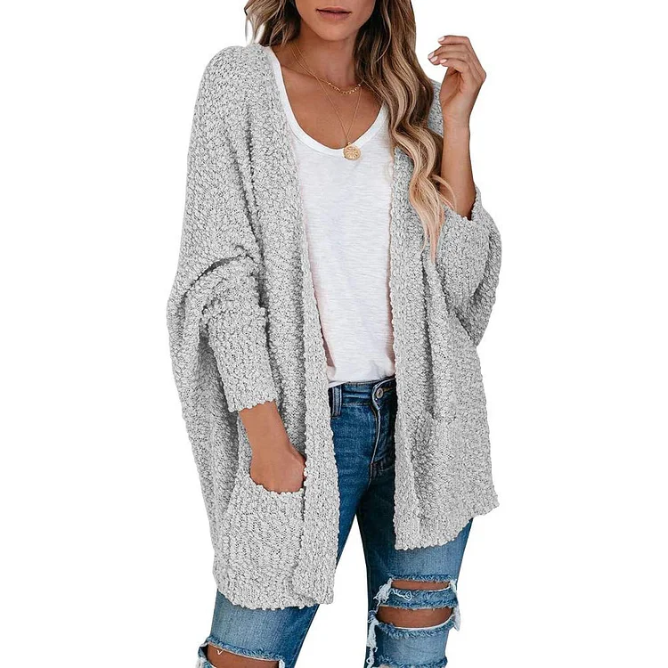 Women's Popcorn Fuzzy Cozy Knit Cardigan Sweater Coat