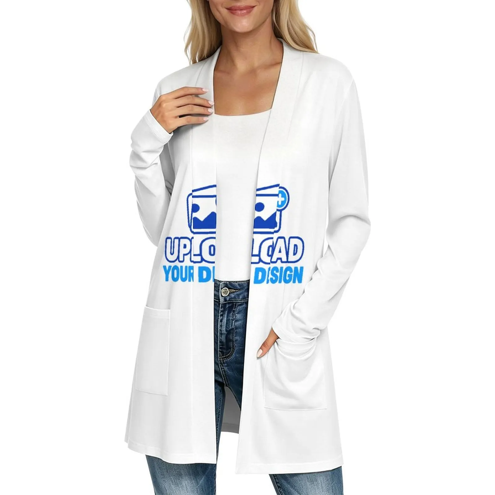 Lightweight Pocket Long-Sleeve Cardigan &ndash; personalized print product image 8
