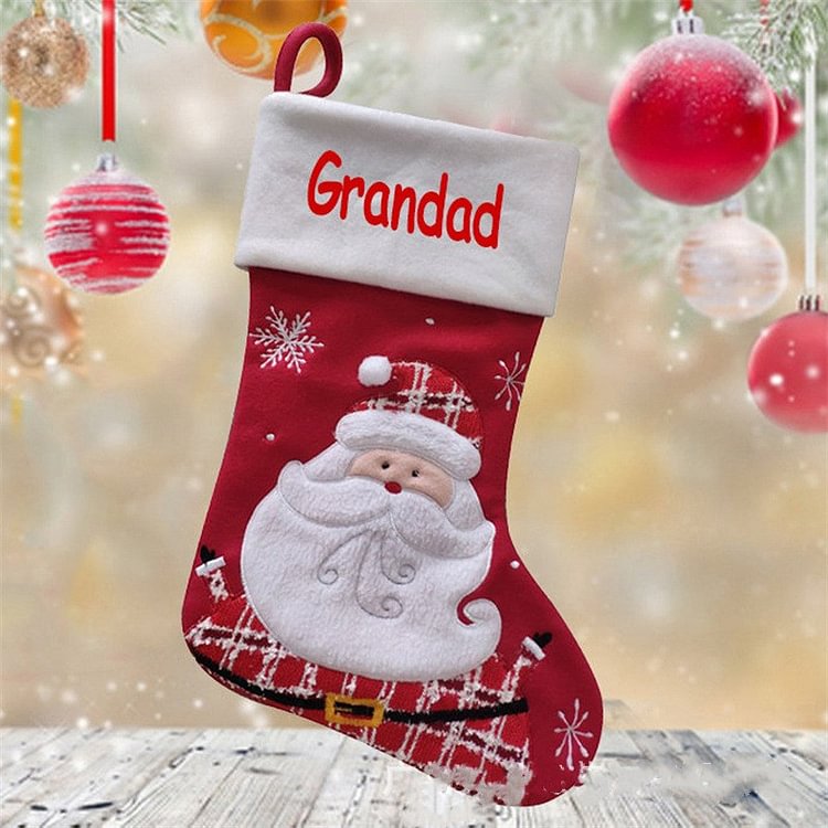 Hot Sale Personalized Embroidered Name Red Christmas Stockings Christmas Gifts For Family