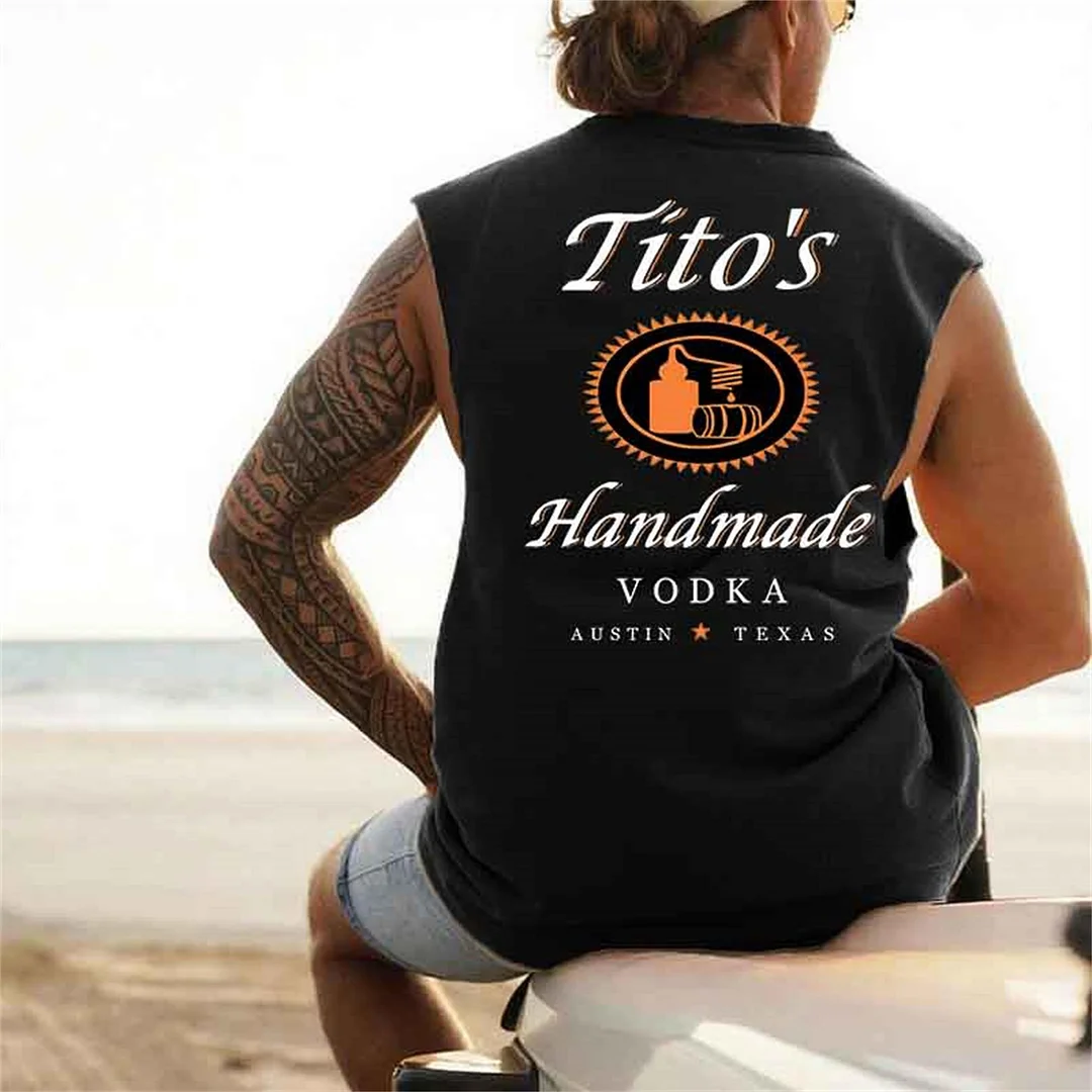  Handcrafted Vodka Themed Sleeveless Tee for Summer Beach Days