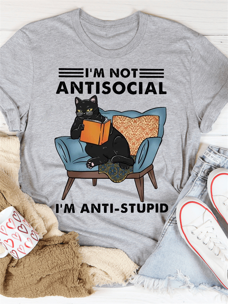 Funny Cat I'm Not Antisocial I'm Anti Stupid T Shirt wearshes