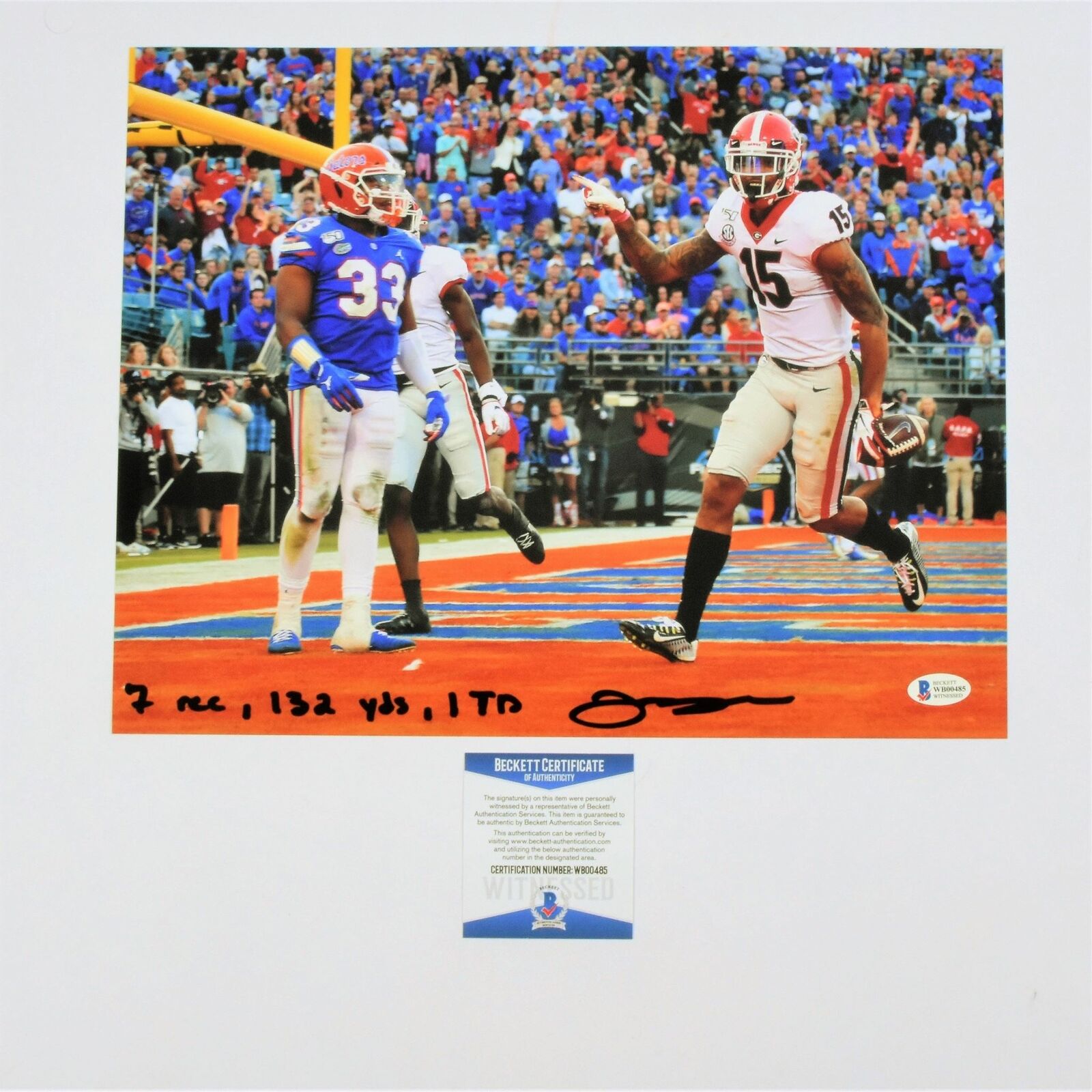 Lawrence Cager Signed 11x14 Photo Poster painting Georgia Bulldogs Game Stats Inscribed Beckett