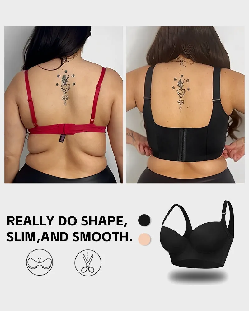 [2-Pack] Extra Firm High Compression Full Cup Push Up Bra - Black+Brown
