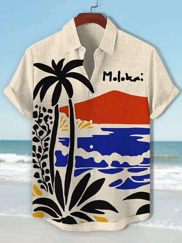 Men's Molokai Island Scenery Art Print Shirt