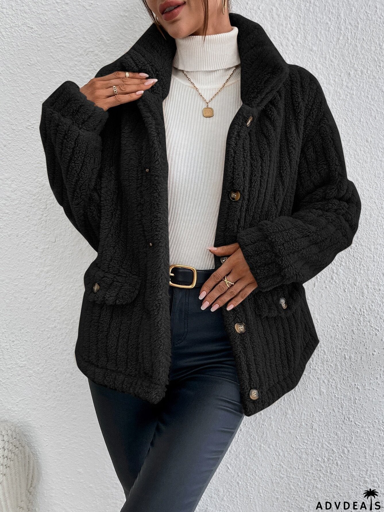 New Double-Sided Velvet Button-Up Cardigan Casual Coat