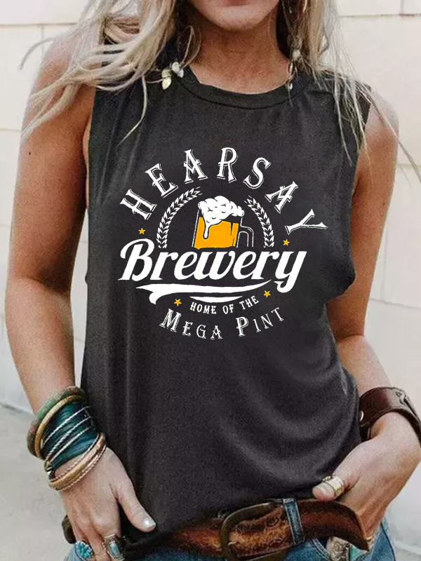 Funny Beer Hearsay Brewery Home Of The Mega Print Sleeveless Tank Top