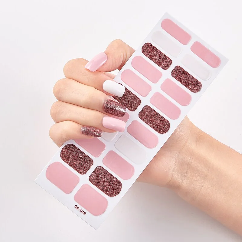 22 Tips/Sheet Solid Colors And Creative Nail Art Nail Sticker set Nail Accesoires Self Adhesive Nail Sticker Nail Wraps DIY