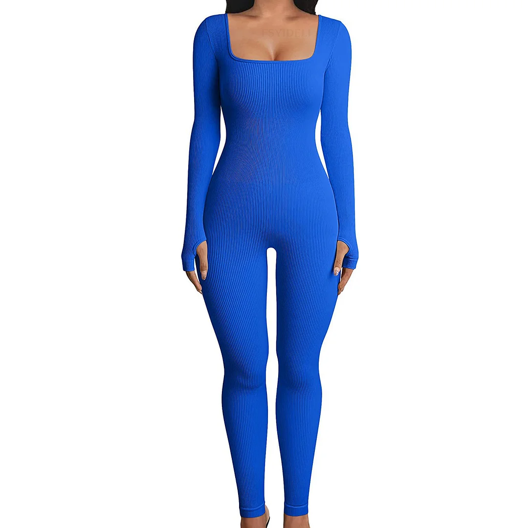 Nigikala Nigikala And Summer Threaded Collar Hips Sexy Yoga Sports Long-Sleeved Short-Sleeved Jumpsuit Trousers Woman