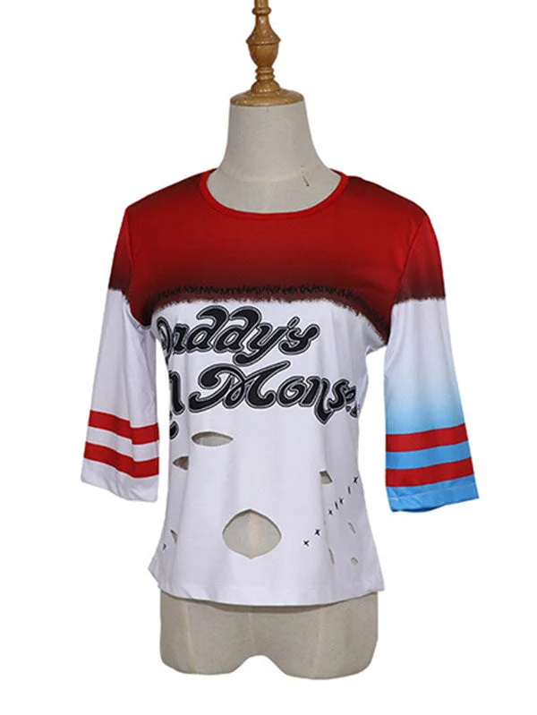 Suicide Squad Harley Quinn Cut Out Short Sleeve T Shirt-elleschic