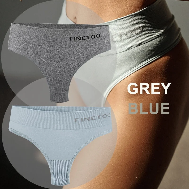 FINETOO 2PCS/Set Women Lingerie M-2XL Bodyshaper Gstring Panties High Waist Seamless Tummy Control Panty Underwear Female Thong