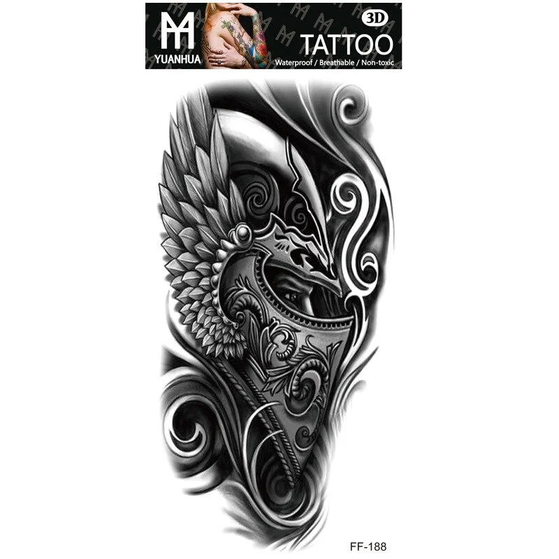 Sdrawing Forest Tattoo Sticker for Men Women Children Tiger Wolf Death Skull Temporary Tattoo Fake Henna Skeleton King Animal Tatoo