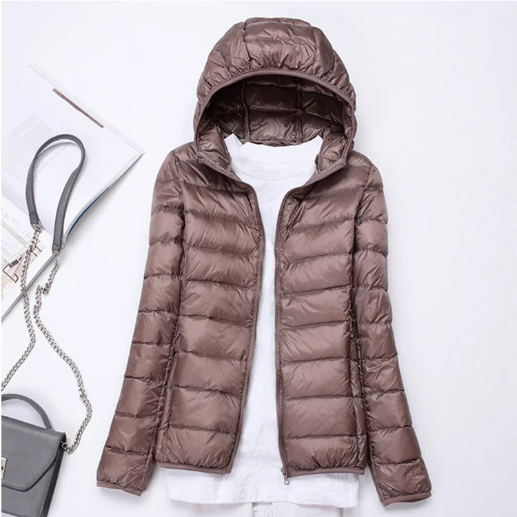 Woherb Autumn Winter New Super Light Female Light Hooded Down Jacket Light Female Slim To Add Large Size Light Coat Tide-Outfit Ideas