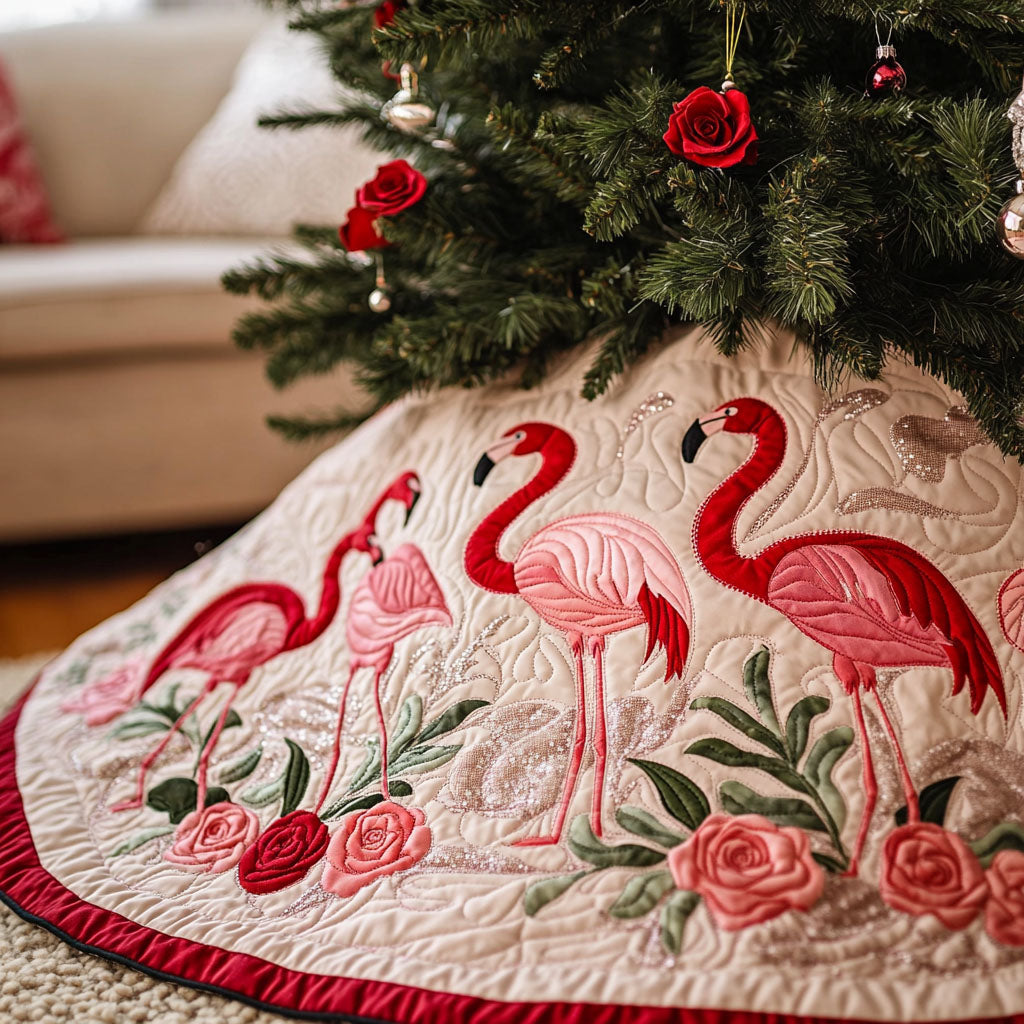 Flamingo Retreat Quilted Christmas Tree Skirt NCU0PT2669