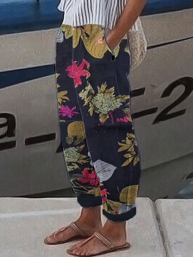 Women's Vintage Floral Print Lounge Pants