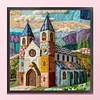 Patchwork Colorful House-11CT Stamped Cross Stitch 45*45cm/17.72*17.72in