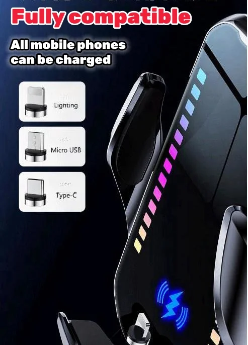 Super fast charging automatic induction colorful car mobile phone holder
