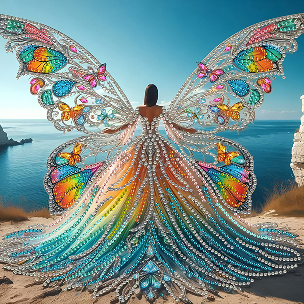 Girl With Angel Wings 30*30cm(canvas) special shaped drill diamond painting