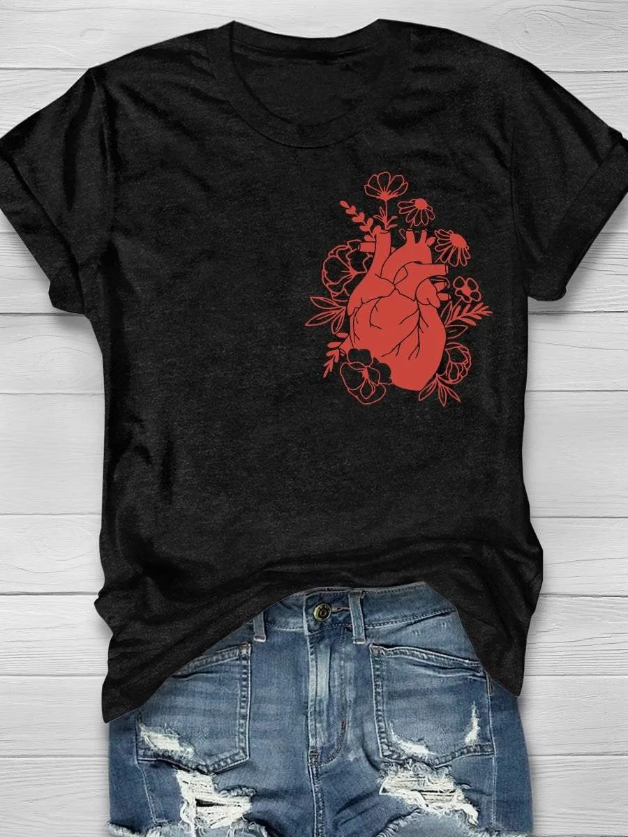Anatomical Heart Valentines Print Short Sleeve T-shirt