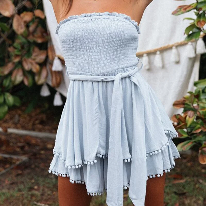 Elegant White Summer Short Dress Women Off Shoulder Pleated Belted Chic Sexy Dresses Linen Fit and Flare Mini Dress Rode