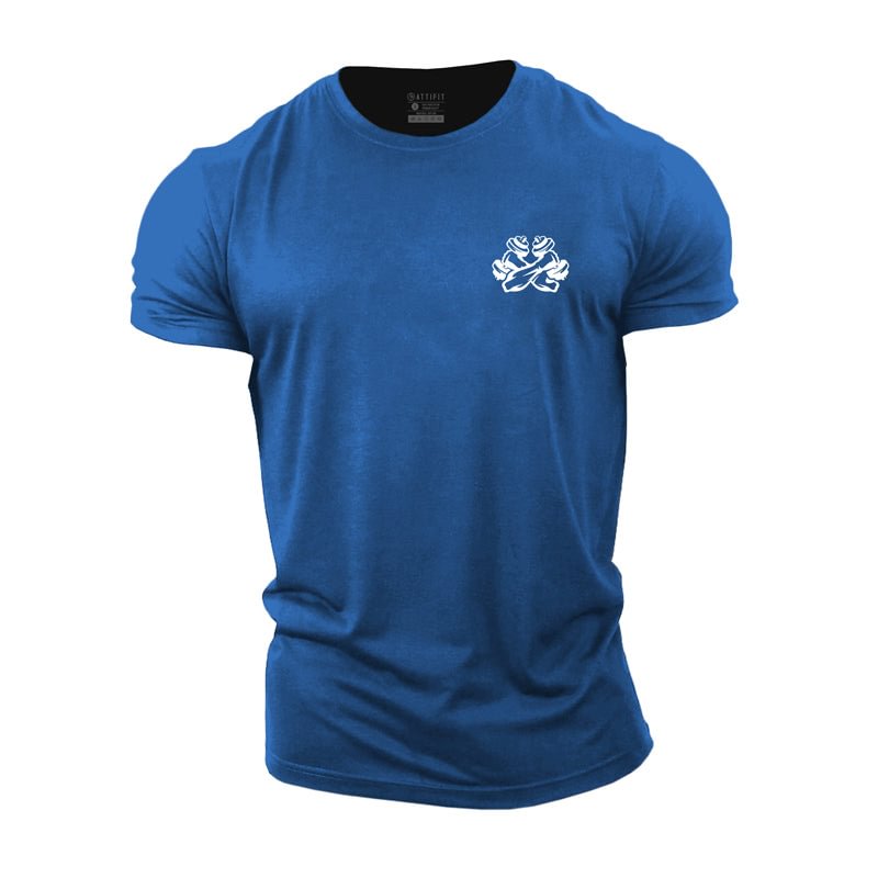 Cotton Hand With Dumbbell Graphic T-shirts tacday