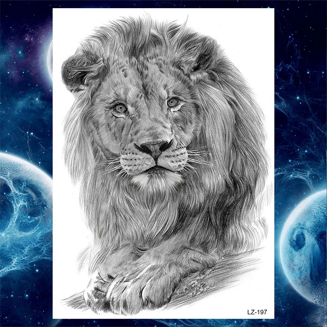 Octopus Anchor Skull Temporary Tattoos For Women Men Adult Pirate Black Skeleton Tattoo Sticker Fake Wolf Lion Tiger Tatoos Back