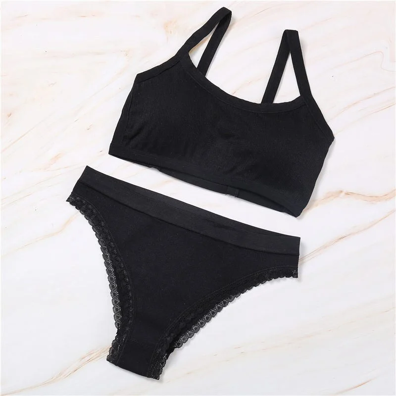 Backless Bra Set Women Underwear Seamless Bralette Sexy Lingerie Panties + Bra Female Brassiere Fitness Tube Tank Crop Tops Suit