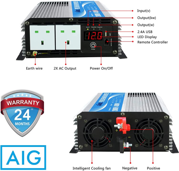UK 800W 2000W Caravan Converter Pure Sine Wave Power Inverter DC 12V to AC 240V UK 800W 2000W Caravan Converter Pure Sine Wave Power Inverter DC 12V to AC 240V
