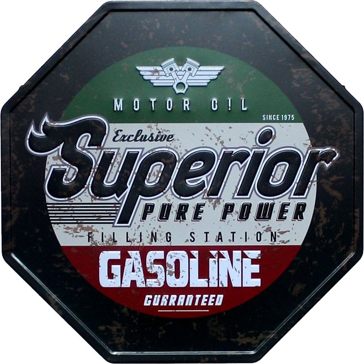 Superior Gasoline - Octagon Shape Vintage Tin Sign - 30*30CM