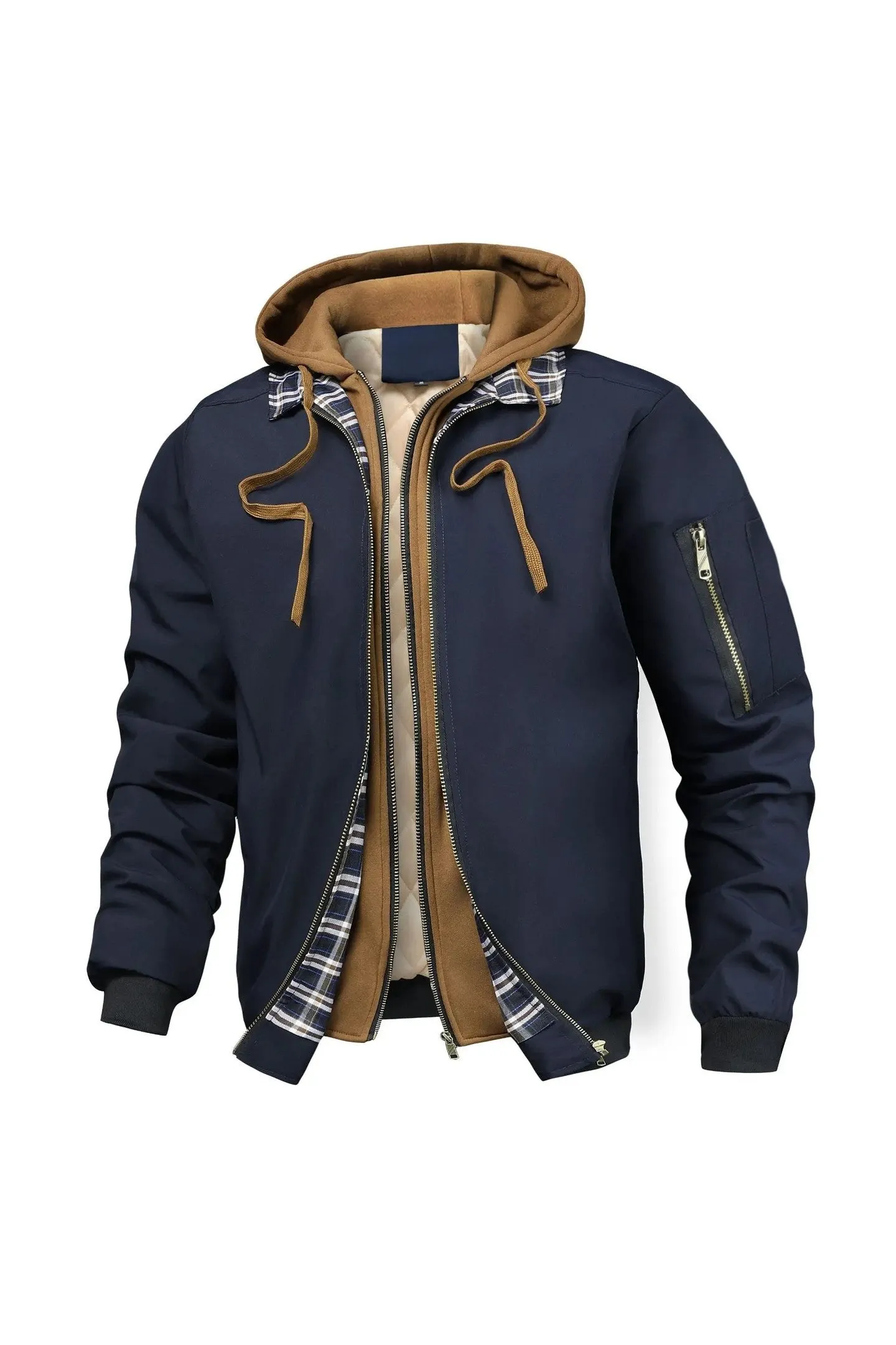 Men's Quilted Cotton Bomber Hooded Jacket &ndash; Insulated Layering