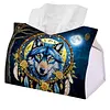 Wolf Dreamcatcher DIY PULeather Diamond Painting Tissue Box for Adults Beginners Gem Art Painting Napkin Holder for Living Room Bedroom Bathroom Table Decor