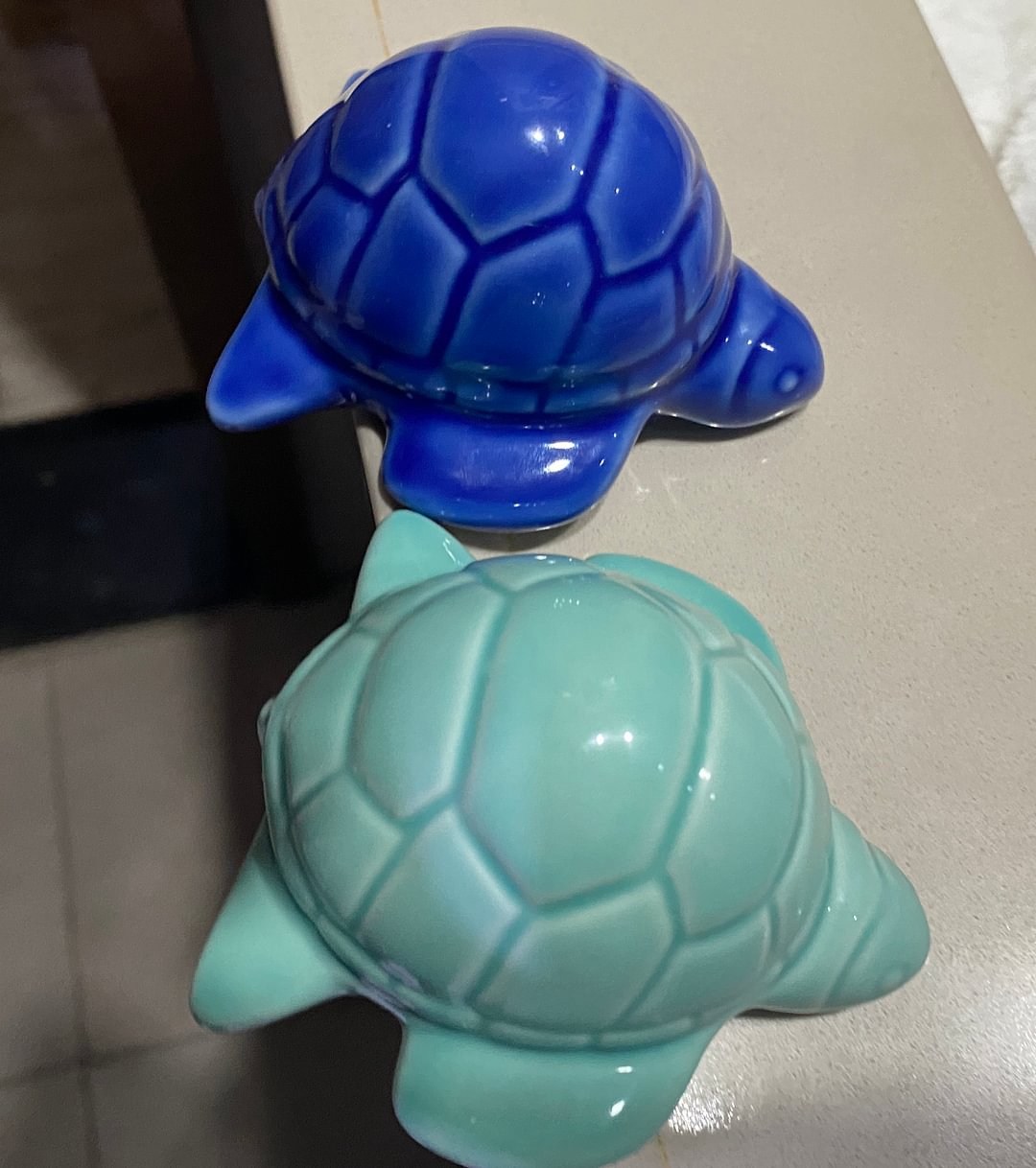  2 Sea Turtle Porcelain Toilet Bolt Covers