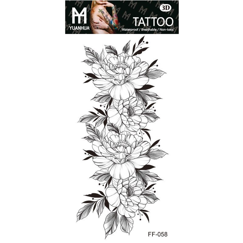 Gingf Temporary Black Sketchs Flower underboob sexy Tattoo Sticker Flash Fake Tattos for Women tatuajes temporales Body Art