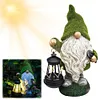 Flocked Gnome Statue with Solar Light Outdoor Gnome Decoration for Outdoor Decor