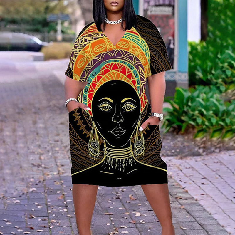 Juneteenth Black Pride Ethnic Print Midi Dress wearshes