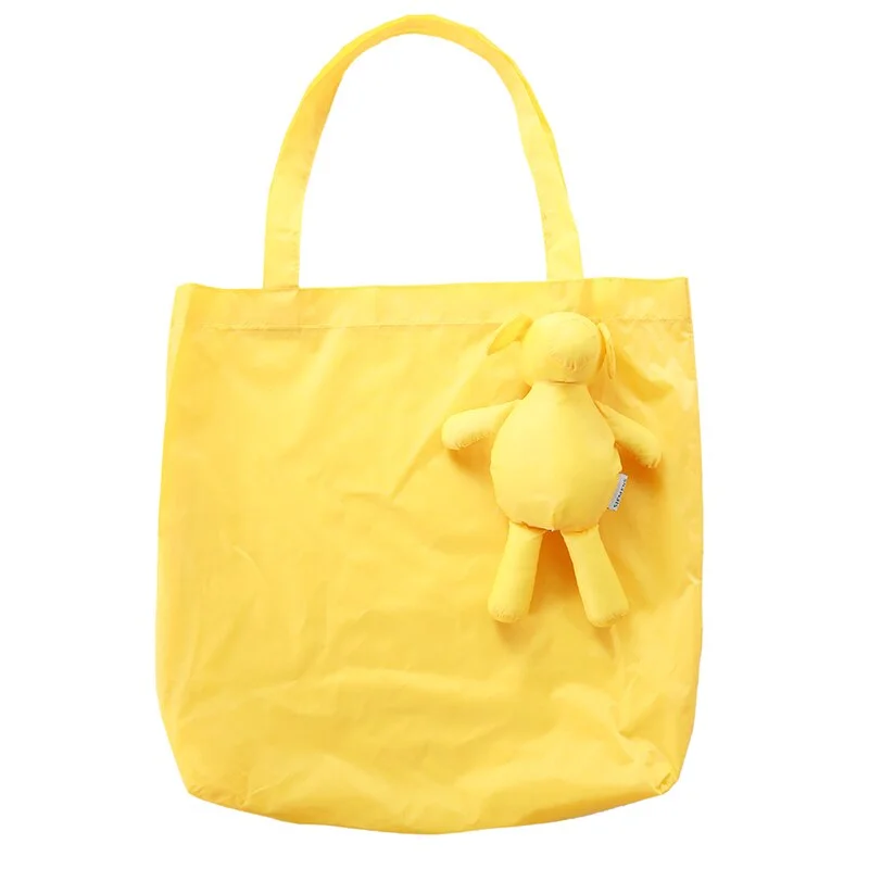 Yellow Eco Kids Animal Reusable Portable Should Pocket Square Shopping Bag bolsa reutilizable Grocery Fold Bag