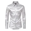 Men's Satin Nightclub Lined Long Sleeve Shirt Performance Shirt